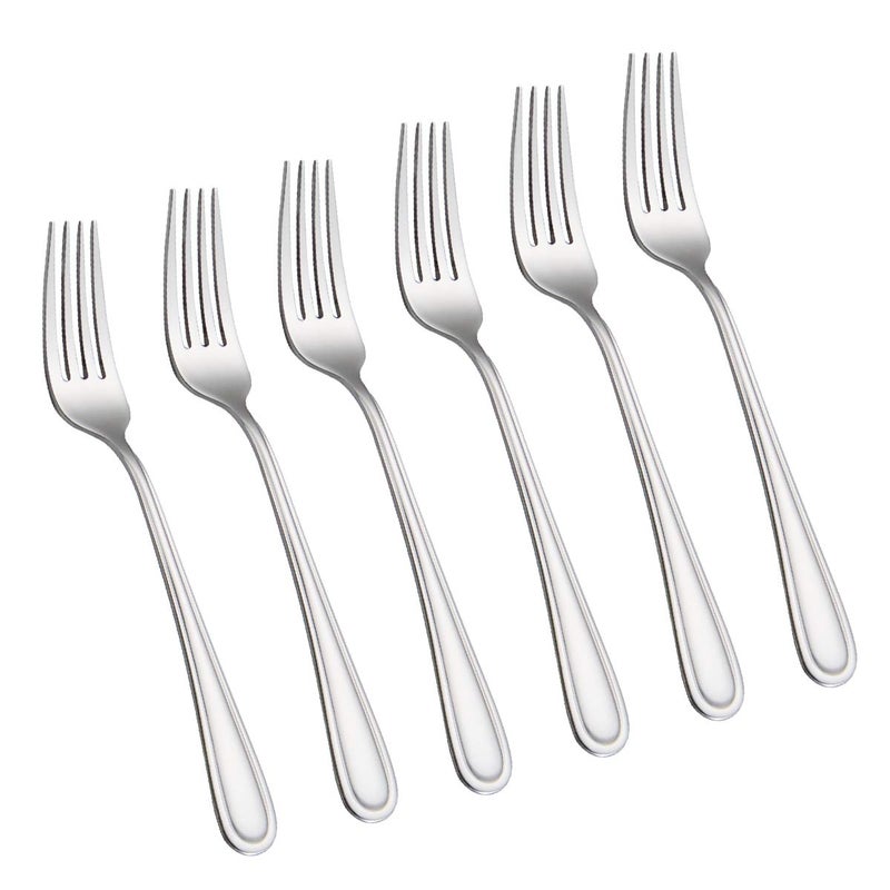 faderic Dinner Forks,6-Pieces Table Forks,Cutlery Fork Stainless Steel 8-inch,Silver,Round handle - Image 1